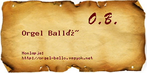 Orgel Balló névjegykártya
